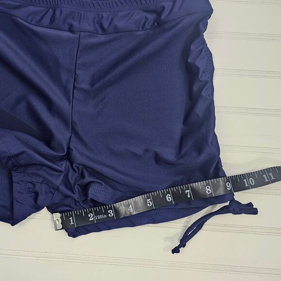 Yonique Women's Blue Blouson Tankini Set Side Shirred Boy Shorts Size L NWT - Picture 16 of 16